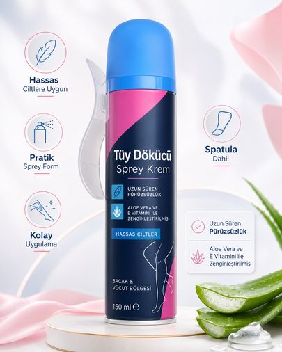 Diğer 128567460 Tüy Dökücü Sprey Krem 150 Ml Hassas Ciltler İçin Bacak Ve Vücut Bölgesi Pratik Kullanım