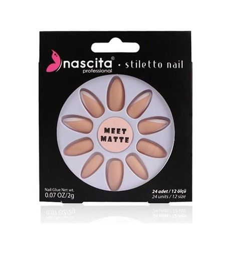 Diğer 128799057 Stiletto Takma Tırnak French Nails, Mat French Tırnak 24 Adet