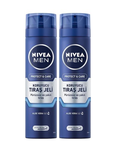 Diğer 128847333 Men Erkek Nemlendirici Tıraş Jeli Protect&care 200 Ml, Kuru Ciltler İçin, Pürüzsüz Tıraş 2 Paketi