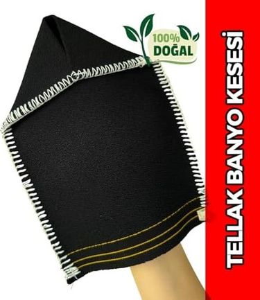 Diğer 128847559 Otantik Kese Tellak Banyo Hamam Kesesi %100 Doğal Derin Cilt Temizliği Sert Ve Dayanıklı Kese Siyah