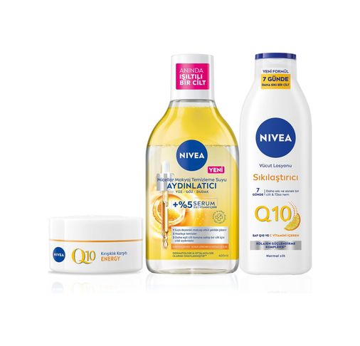 Diğer 128848705 C Vitamini Bakım Seti, Q10 Sıkılaştırıcı Losyon 250Ml, Gündüz Kremi 50Ml,makyaj Temizleme Suyu 400Ml