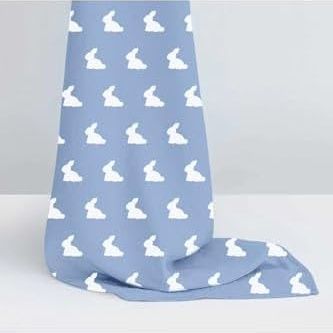 Diğer 128870866 Deux Lapıns%100 Pamuk Müslin Bebek Örtüsü, Blue Tavşan Desenli, 120X120 Cm