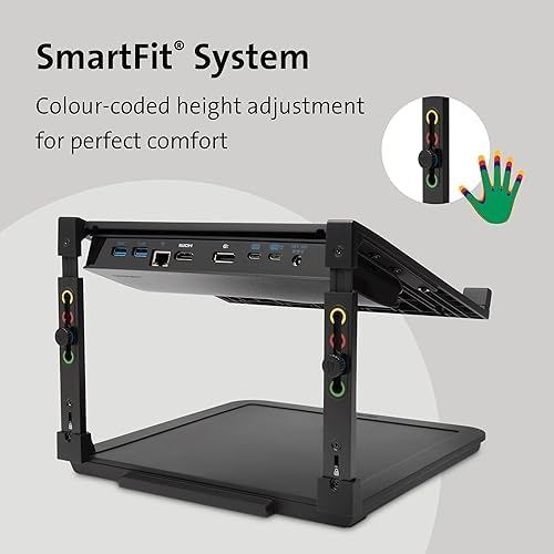 Diğer 128872688 Smartfit Monitör Yükseltici Stand, Ayarlanabilir Yükseklik, 15.6'' - 3.5 Kg'a Kadar Laptoplar İçin, Siyah, K52783Ww