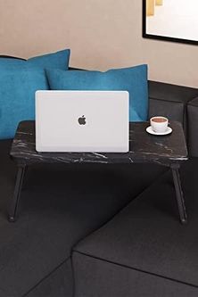 Diğer 128873534 -Renkli Laptop Sehpası Katlanabilir Yatak Koltuk Üstü Kahvaltı Bilgisayar Sehpası Siyah Mermer