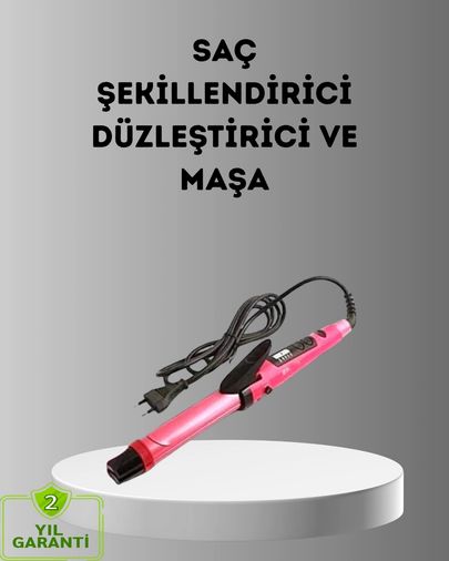 Diğer 129417734 Mey İthalat 2 Si 1 Arada Saç Düzleştirici Ve Maşa 5 Isı Seviyesi, Seramik Kaplama, Döner Kablolu Ergonomik Tasarım Çok Renkli