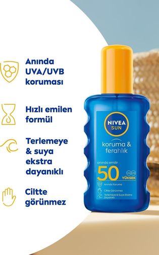 Diğer 130004852 Sun Güneş Koruyucu Krem & Spf+50 Uva+Uvb Bronzluk Artirici Sprey 200Ml