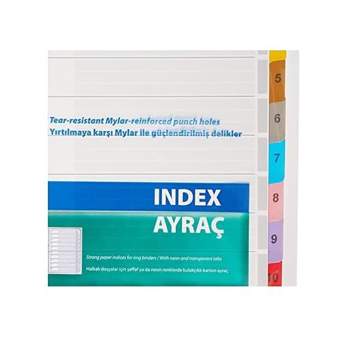 Diğer 130375099 Karton Ayrac Klasik 1-10 Renkli Rakam A4