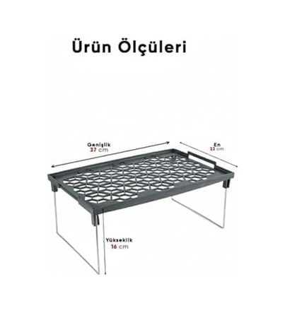Diğer 131600991 Dikdörtgen Katlanabilir Dolap İçi Raf Düzenleyici Tezgah Üstü Mutfak Ve Banyo Organizer Raf Geniş Alan Tasarruflu Depolama Antrasit Açık Bej