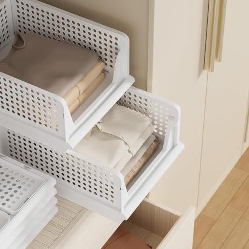 Diğer 131600997 3 Adet Kayar Raf Elbise Dolap İçi Organizeri, Mutfak, Banyo, Çocuk Odası, Garaj Ve Ardiye İçin Üst Üste Dizilebilir Ünite, Kayar Raf Dolap İçi Kıyafet, Ev Aksesuarı Düzenleyici Toprak Açık Bej