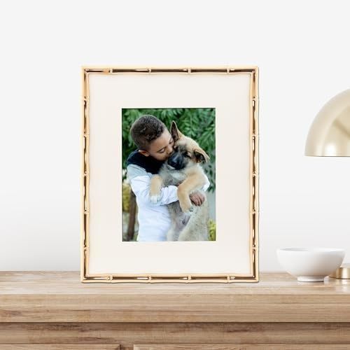Diğer 131606141 Frames Bambu Tasarımlı Metal Çerçeve, 8X10, Mat 5X7, Altın