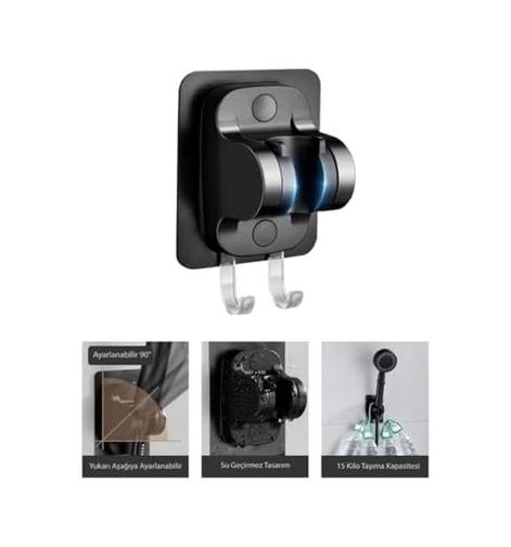 Diğer 131606361 4&apos Lü Set 6 Fonksiyonlu Filtreli Duş Başlığı +3 Adet Yedek Filtre+ 150 Cm Duş Hortumu + Siyah Yapışkanlı Askı Aparatı