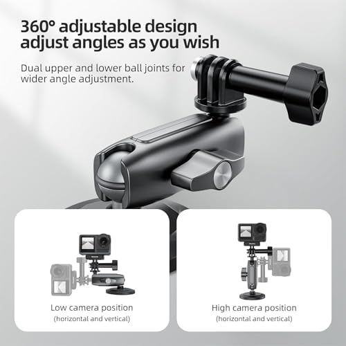 Diğer 131618134 Telesın Manyetik Aksiyon Kamera Tutucu 360 Döner Çift Bilyalı Başlık Metal Montaj Aparatı Güçlü Mıknatıslı Araç Dışı Çekim Vlog Video Kayıt Sabitleyici 1/4 Adaptörlü, Cmm-001