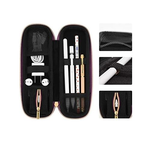 Diğer 131737218 Comfyable Apple Pencil İçin Kalem Tutucu Kalem Kutusu, Kalem Aksesuarları Elastik Kayış Kol Koruyucu Taşıma Çantası Usb Kablosu Airpods File Cepli Airpods, Mor Glitter