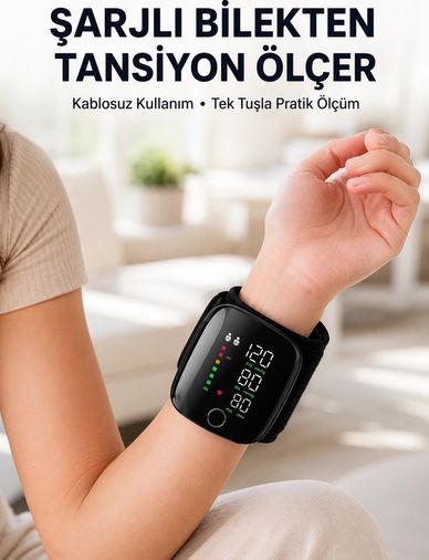 Diğer 131739328 Mey İthalat Otomatik Bilekten Tansiyon Ölçer Şarjlı Dijital Ölçüm Cihazı