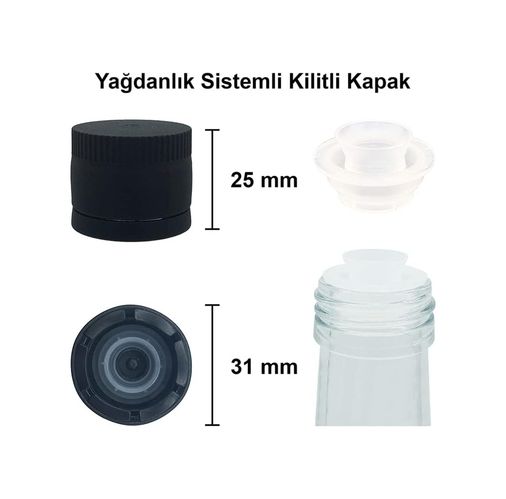 Diğer 131745111 1000 Ml Yeşil Maraska Yağdanlık Kapaklı Ve Kapüşonlu 1000 Cc Köşeli Cam Şişe 2 Adet Açık Bej