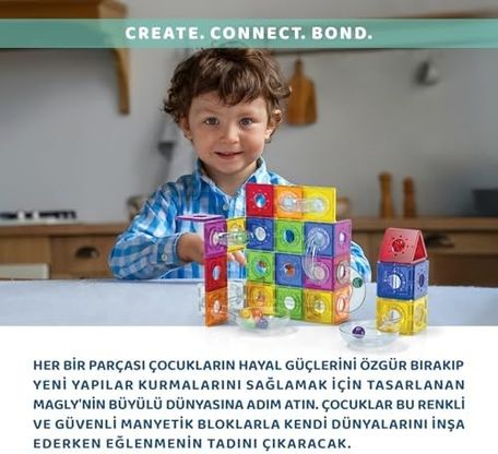 Diğer 131748069 Magly Ball Run Parkur Oyunu Çocuklar İçin Renkli 3 Boyutlu 101 Parça Yapı Seti - Manyetikler Ve Yollar