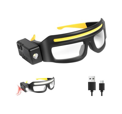 Diğer 131941463 Hareket Sensörü Ve Dokunmatik Kontrollü Led Koruycu Güvenlik Gözlük, Gece Koşusu, Kamp, Balıkçılık, Bisiklet, Yürüyüş, Kitap Okuma Eller Serbest Aydınlatma İçin 5 Modlu Usb C Işıklı Sarı