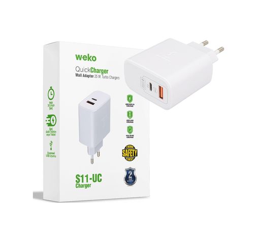 Diğer 3530071 Wk-21446 S11-Uc 25 Watt 3.0 Amper Type-C + Usb Şarj Başlık Adaptörü 4434