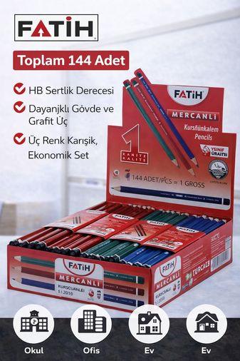 Diğer 3MjAyMjE1ODk4OA-BLNC Fatih Mercanlı 12010 Hb Kurşun Kalem Silgisiz 144 Adet Karışık Renk Çok Renkli