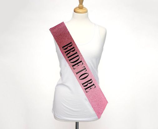 Diğer 474189Gosa4695 Pembe Üzeri Siyah Büyük Bride To Be Yazılı Simli Işıltılı Kuşak Kemer 10 Cm Genişlik