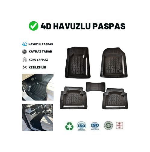 Diğer 49917863 Honda Accord Sedan 2013 4D Havuzlu Üniversal Yeni Nesil Paspas Siyah Gold Seri