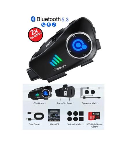 Diğer 55EM-EM-q282x Q28 2X 2 Eşleşmeli Motosiklet Kask Bluetooth Kulaklık 1080P Kamera Su Geçirmez Intercom