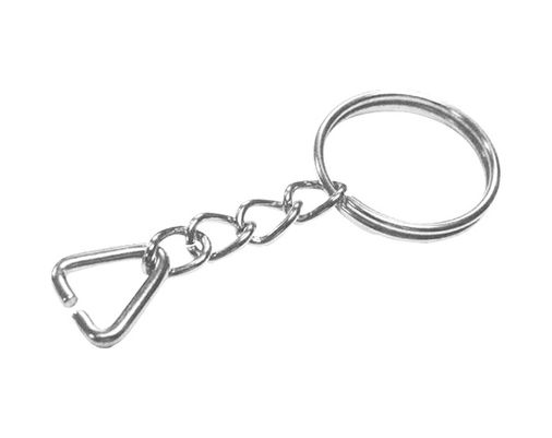 Diğer 55TK-TK-CNT-4412536464NP Anahtarlık Halkası, Halka + Zincir + Üçgen, 24Mm, Gümüş, Nikel, 1000 Adet