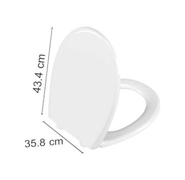 Diğer 57855210121084580184975 S20 Round 109-003-909 Universal Klozet Kapağı, Yavaş Kapanır, Kolay Çıkabilir, Beyaz Açık Ahşap