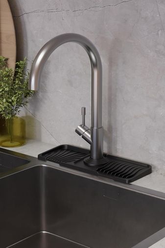 Diğer 57855210125575080184975 Musluk Matı Elastik Silikon Mutfak Ve Banyo İçin Lavobo Su Tutucu Musluk Ve Batarya Matı Siyah,515201744 Açık Bej