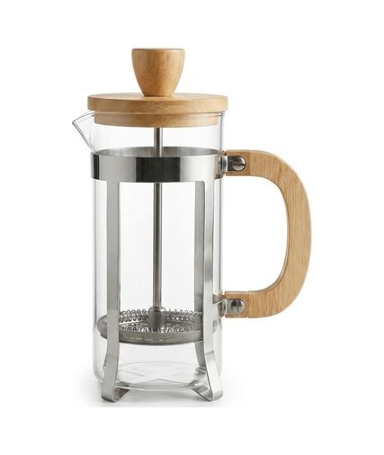 Diğer 57855210126373180184975 350 Ml French Press Kahve Ve Bitki Çayı Demliği - Paslanmaz Çelik İç Yapı, Akasya Veya Bambu Ahşap Detay Seçenekleriyle Lüks Borosilikat Cam Tasarım Bambu Kulp Açık Bej