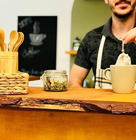 Diğer 57855210126605580184975 Yoga And Food Yıkanabilir Kumaş Çay Kesesi 2 Adet - Organik, Ekolojik,%100 Ham Ağartılmamış Ham Pamuk Bardak Boy Abanoz