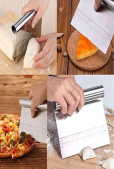 Diğer 57855210128914780184975 Paslanmaz Çelik Hamur Kesme Ve Kazıyıcı Spatula Ölçü Çizgili Pasta Kek Kesici Aparat 0
