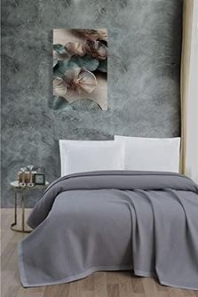Diğer 57855210131675180184975 %100 Pamuk Petekli Klimalı Pike Tek Kişilik 170X240 Gri Açik Gri