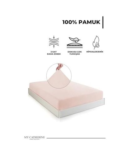 Diğer 57858324440504599283959 Lastikli & Hipoalerjenik Çarşaf%100 Pamuk Penye Kumaş Çift Kişilik 200X200 Somon, Luxcarsaf Abanoz