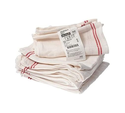 Diğer 57858324441218399283959 Hıldegun Çay Havluları, Beyaz/kırmızı Çizgili, 45X60 Santimetre - 12'li Set Açık Bej