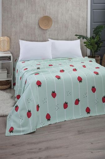 Diğer 57858324441261999283959 Çilek Desenli Tek Kişilik Pike Yatak Örtüsü 170 X 230 Açik Gri