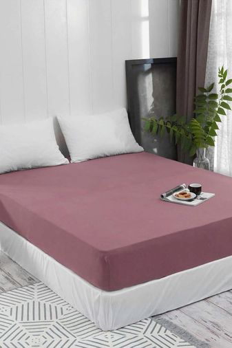 Diğer 57858324441422099283959 Ezgi Lastikli Pamuklu Dokuma Çarşaf, 120 X 200 Cm, Gül Kurusu Abanoz