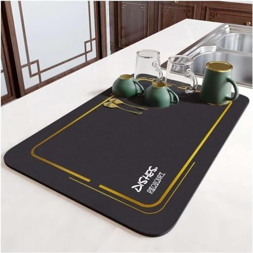 Diğer 57858324441529399283959 Tezgah Üstü Bulaşık Yıkama Matı, Kaymaz Kurulama Örtüsü, Yunhan, Siyah, Boy 45 En 35 Cm Açık Gri