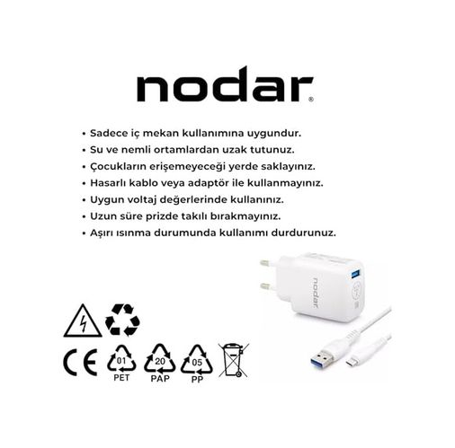 Diğer 57858324449090299283959 Nodar 18W Charge 3.0 Qc Micro Usb Hızlı Şarj Seti - 3.4A Usb To Micro Usb Kablolu Adaptör,,, Ve Bluetooth Aksesuarlar İle Uyumlu, Parlak Beyaz Acı Kahve