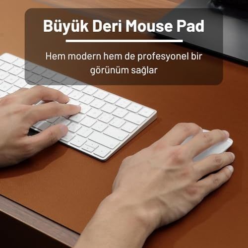 Diğer 57858324453003799283959 Deer Pu Deri Mouse Pad Dikişli Kenar Dayanıklı Büyük Boy Çift Yönlü Kullanım Ofis Masa Matı Sümen Kahverengi, 90X40 Xl 001