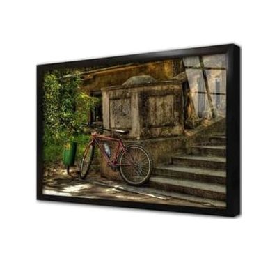 Diğer 57858324453070199283959 Tablosan Merdiven Dibinde Duran Bisiklet Çerçeveli Cam Tablo 20X30 Cm Ca01226 001