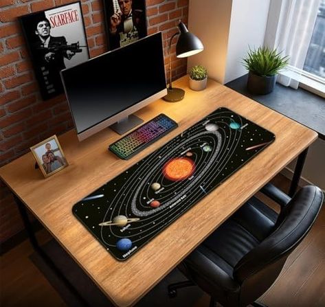 Diğer 57858324453078899283959 Güneş Sistemi Ve Gezegenler Oyun Gaming Klavye Mouse Pad Masa Matı 70X30Cm Kaymaz Kauçuk Taban Dikişli Kenar 001