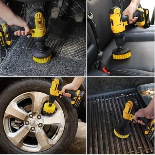 Diğer 57858324783199283959 3'lü Matkap Ucu Temizleme Fırçası Seti - Banyo, Derz, Araç Jantı Ve Koltuk Yıkama İçin Çok Amaçlı Detay Fırçası Açık Gri