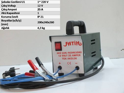 Diğer 7121939 Akü Şarj Cihazı 12 Volt 15 Amper Fatih Türk Malı Redresör