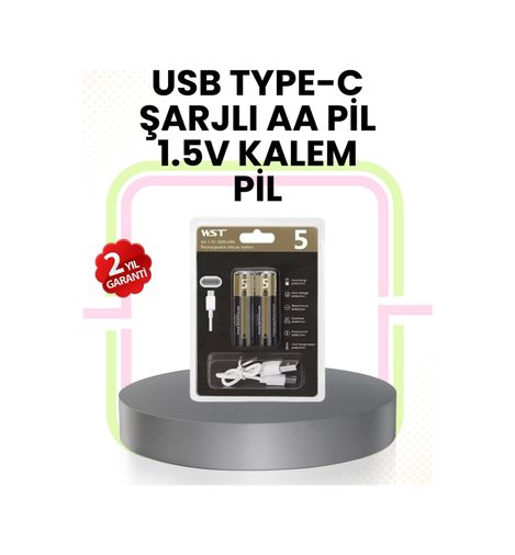 Diğer 94851067 Tekrar Şarj Edilebilir Aa Usb Type-C Pil 1000+ Döngü 1.5V Sabit Voltaj
