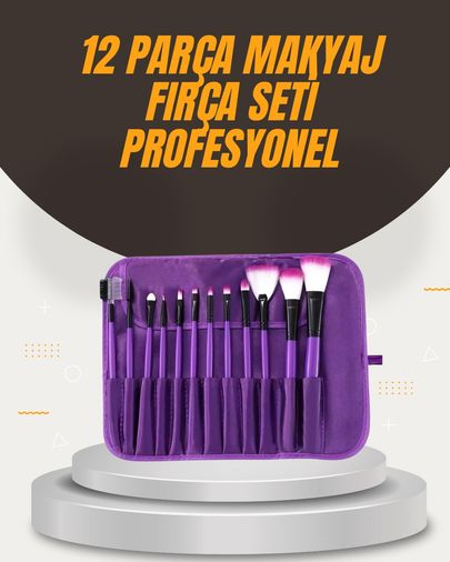 Diğer 94859195 Fondöten, Allık Ve Far Uygulamalarına Uygun 12 Parça Makyaj Fırça Takımı Ergonomik Saplı