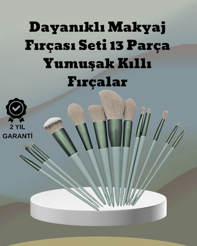 Diğer 94859215 Umuşak Kıllı Estetik Tasarımlı 13'lü Makyaj Fırçası Seti Günlük Ve Profesyonel Kullanım