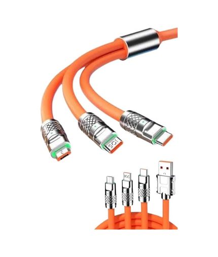 Diğer MEYTDXXUCZZZS219ŞARJKABLOSUUUUUUU-5-BLMY Mey İthalat 120W 3 İn 1 Uyumlu Silikon Şarj Kablosu Hızlı Şarj Kablosu