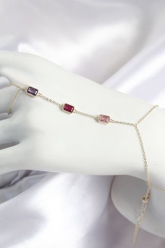 Diğer SN693-BLNC Pirinç Renkli Zirkon Taşlı Dikdörtgen Model Gold Renk Kadın Şahmeran Altın