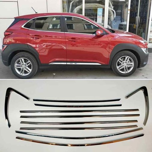 Dmb 51506742 Hyundai Kona Cam Çerçeve Kromu Komple Nikelaj Seti 2018+ Sonrası